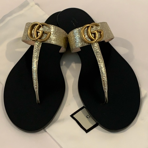 gucci marmont gold sandals